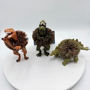 VTG 1996 Jurassic Park Set 3 Koosh Dinosaur Balls T-Rex Stegosaurus Velociraptor
